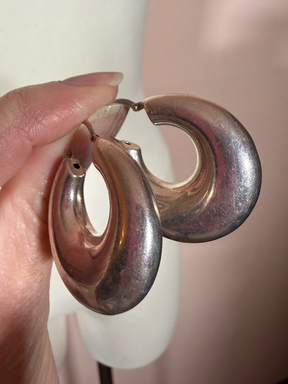 Milor 950 Sterling silver minimalist puffy Wide oversized hoop earrings